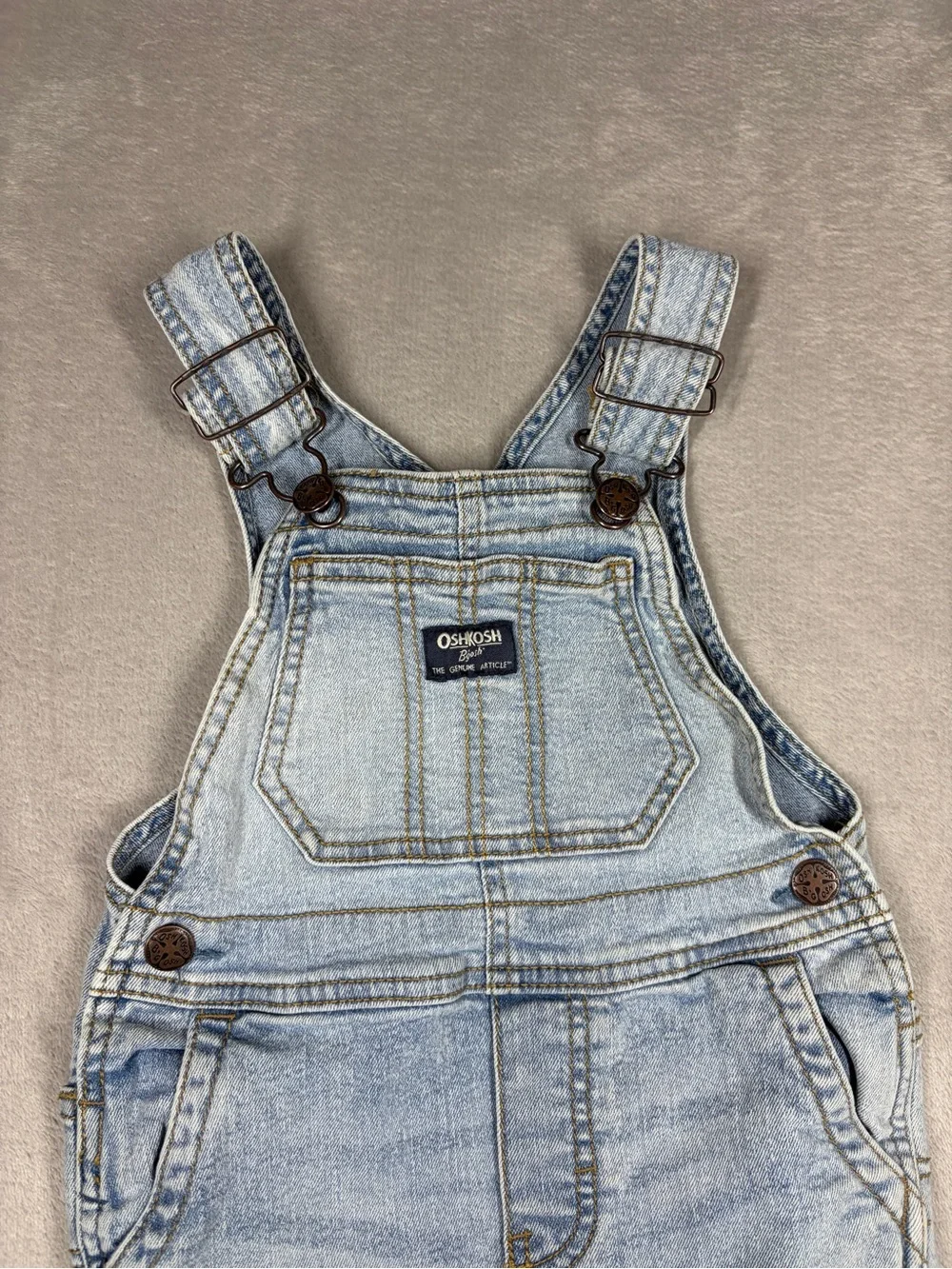 Oshkosh B’gosh Cotton Blend Denim Ligh Blue Jean Overalls Size 3T